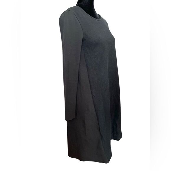 COS Black Wool and Jersey Swing Mini Dress Size Small Trapeze Long Sleeve - Picture 8 of 9